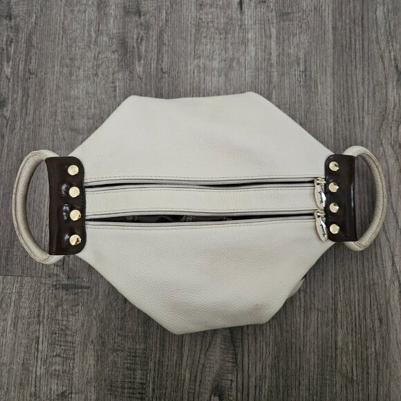 Valentina Made in Italy Genuine Leather Hand Bag – White & Brown - Picture 9 of 13